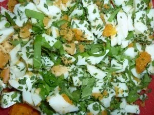 Falsche Kotlett in Walnusspanade an Rosenkohl in Kräuter-Eier-Sauce und Salzkartoffeln - Rezept - Bild Nr. 2