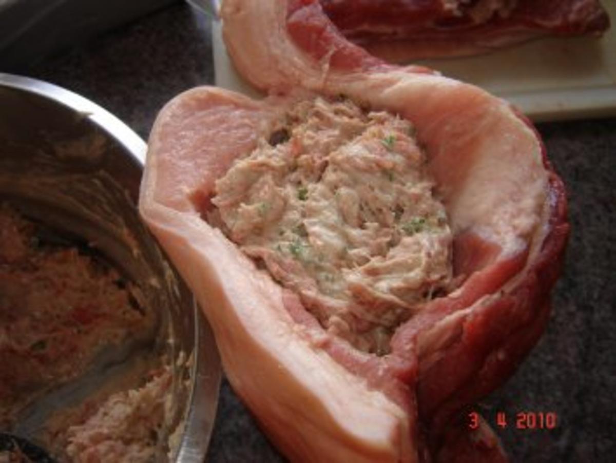 Fleisch : Schweinebauch mit 2 Füllungen - Rezept - Bild Nr. 4