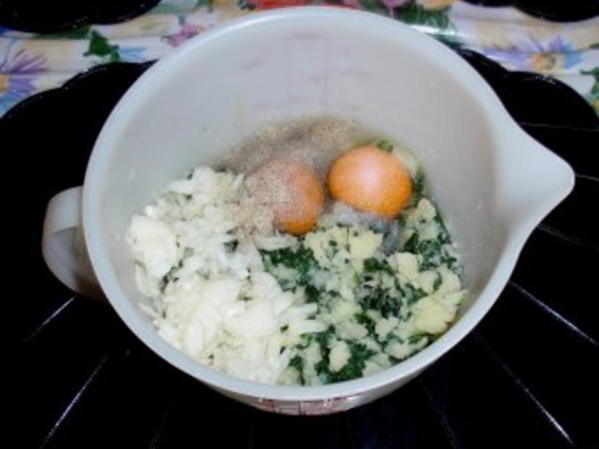 Kartoffel Spinat Pflanzerl mit Kräuterquark Dip - einfach - 266 kcal/100g