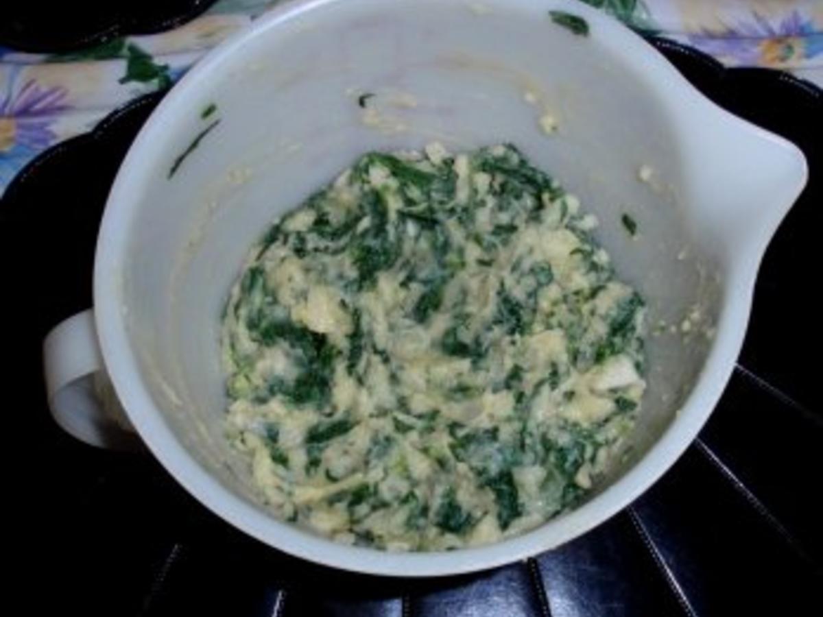 Kartoffel Spinat Pflanzerl mit Kräuterquark Dip - einfach - 266 kcal/100g