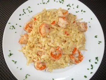 Black Tiger Riesengarnelen mit Woknudeln - Rezept