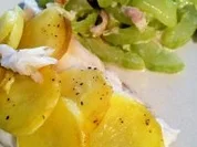 Viktoriabarschfilet mit Kartoffelschuppenkruste und Schmorgurken - Rezept