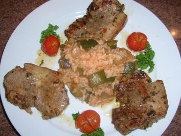 Rezept: Spanferkel Nackensteak in Sweet Chilimarinade + Ratatouille-Reis (schnelle Feierabendküche Bild Nr. 4 Spanferkel Nackensteak in Sweet Chilimarinade + Ratatouille-Reis (schnelle Feierabendküche - Rezept - Bild Nr. 4