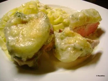 Rezept: Fleisch: Gratinierte Schweinemedaillons an Birnen Gorgonzolarahm Fleisch: Gratinierte Schweinemedaillons an Birnen Gorgonzolarahm - Rezept