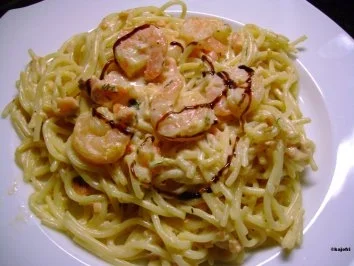 Pasta mit Graved Lachs - und Riesengarnelen - Rezept - Bild Nr. 6