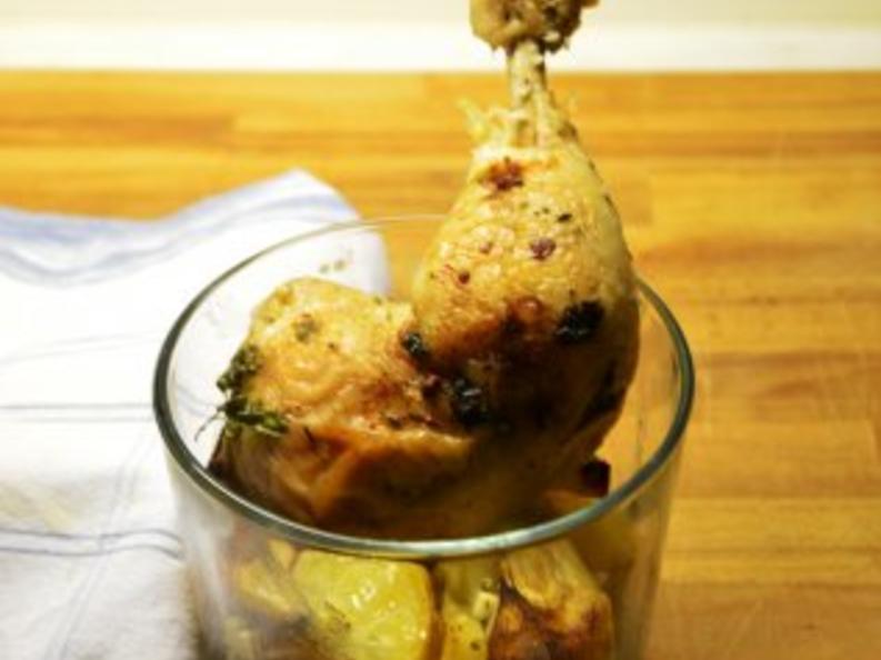 Griechisches Zitronenhuhn vom Blech - einfach - 98 kcal/100g