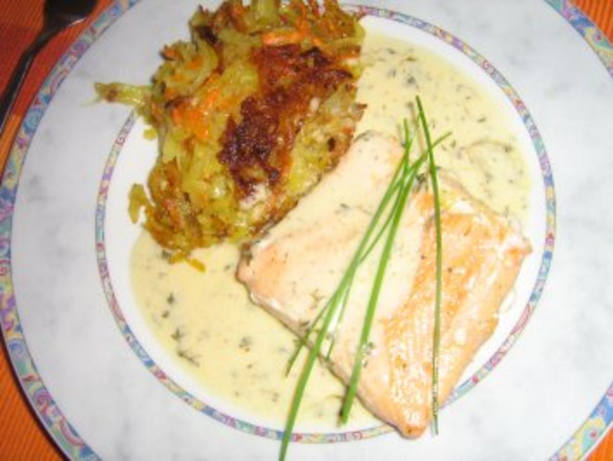 Kartoffel-Möhren-Rösti mit Wildlachsfilet an Kressesauce - Rezept Durch
heinzelfrau