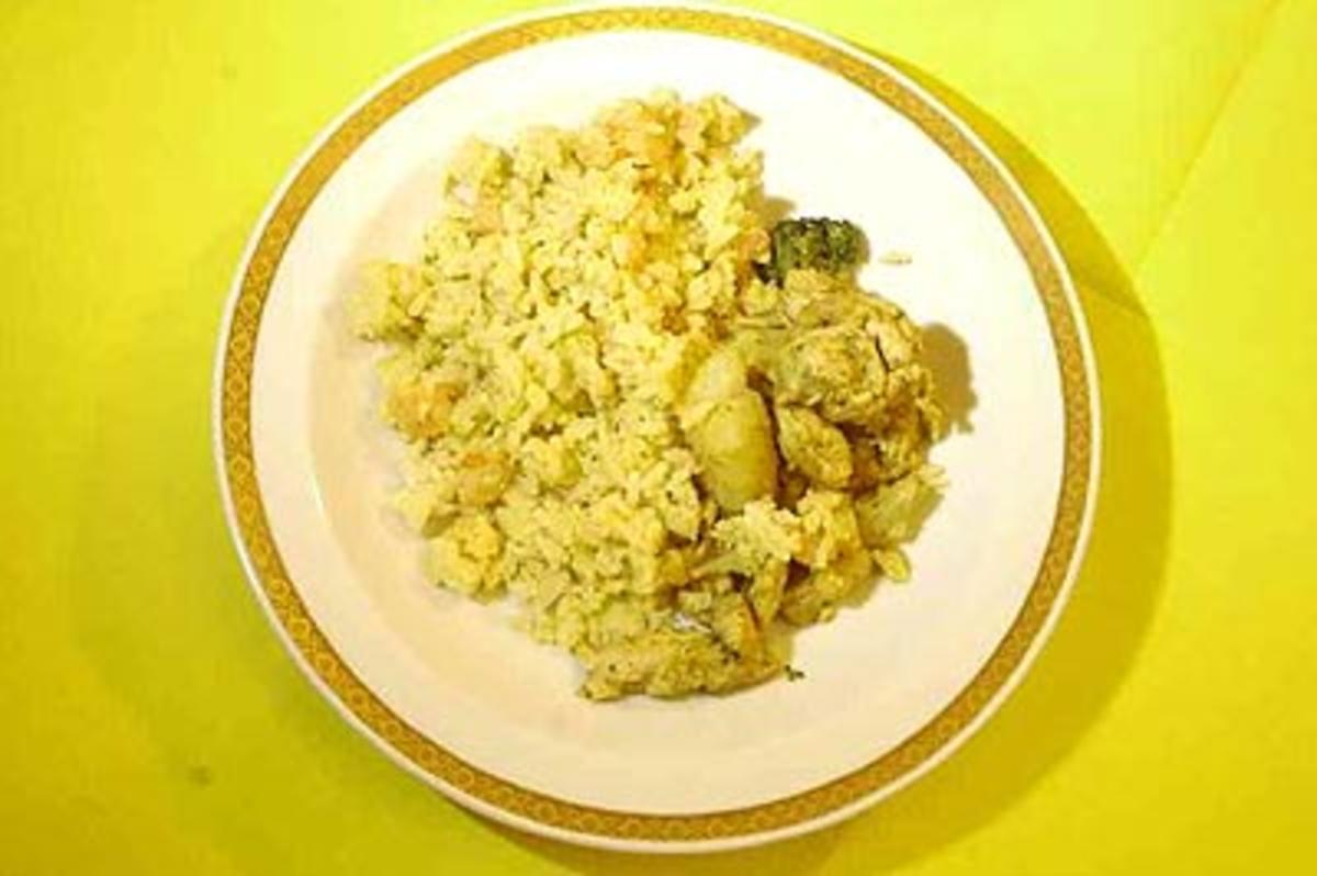 Hähnchen-geschnetzeltes mit Reis und Brokkoli - Rezept