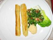 Zigaretten-Börek mit Hommos und Taboule - Rezept