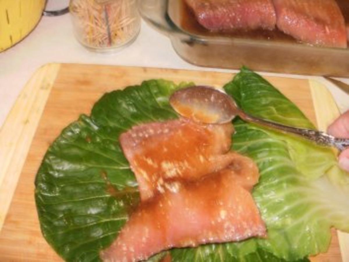 Fisch- Gedaempfter Fisch in Weiskohlblaetter mit Hoisin Sosse und Ingwer - Rezept - Bild Nr. 4