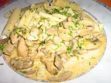 Champignon-Geschnetzeltes mit Nudeln - Rezept