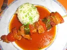 Schaschlik von der Pute mit Gemüse an Basmatireis - Rezept