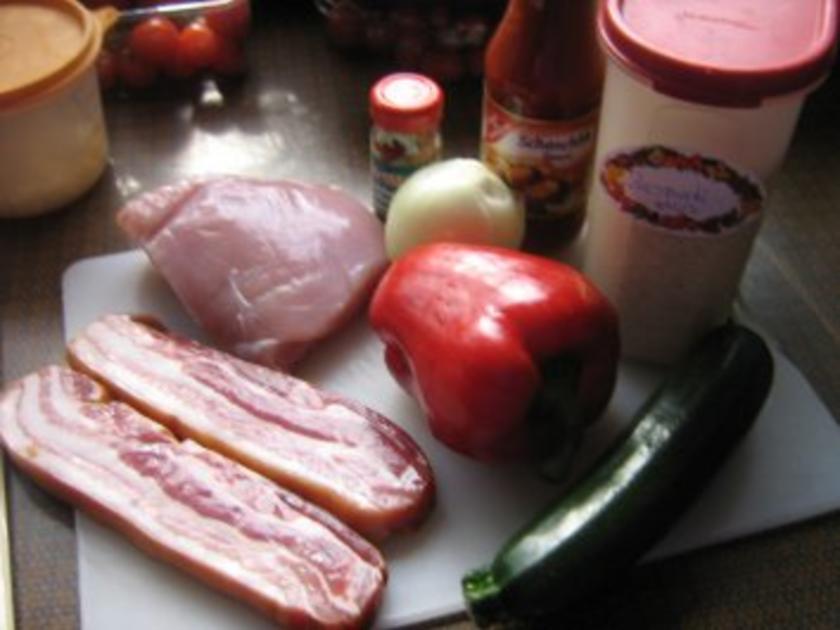 Schaschlik von der Pute mit Gemüse an Basmatireis - einfach - 130 kcal/100g