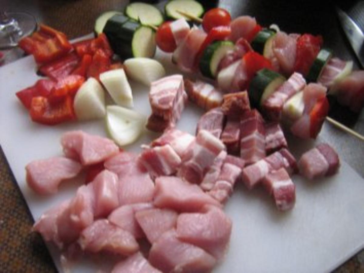 Schaschlik von der Pute mit Gemüse an Basmatireis - einfach - 130 kcal/100g