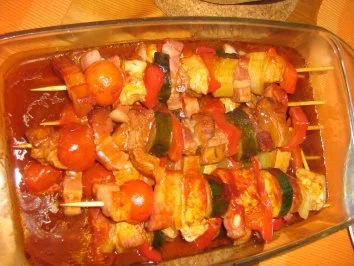 Rezept: Schaschlik von der Pute mit Gemüse an Basmatireis Bild Nr. 5 Schaschlik von der Pute mit Gemüse an Basmatireis - Rezept - Bild Nr. 5