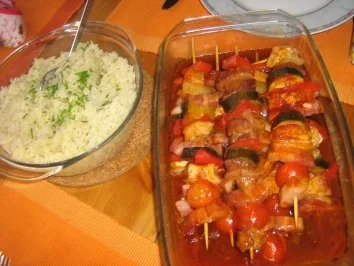 Rezept: Schaschlik von der Pute mit Gemüse an Basmatireis Bild Nr. 6 Schaschlik von der Pute mit Gemüse an Basmatireis - Rezept - Bild Nr. 6