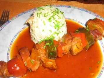 Rezept: Schaschlik von der Pute mit Gemüse an Basmatireis Bild Nr. 7 Schaschlik von der Pute mit Gemüse an Basmatireis - Rezept - Bild Nr. 7