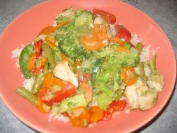 Puten-Gemüse-Pfanne mit einer Erdnusscreme - Rezept