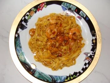Bandnudeln in Garnelensauce - Rezept