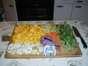 Kürbiscremsuppe mit Champignons und Feldsalatstreifen - Rezept - Bild Nr. 3