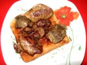 Rezept: Entenleber und Herz auf Toast Entenleber und Herz auf Toast - Rezept