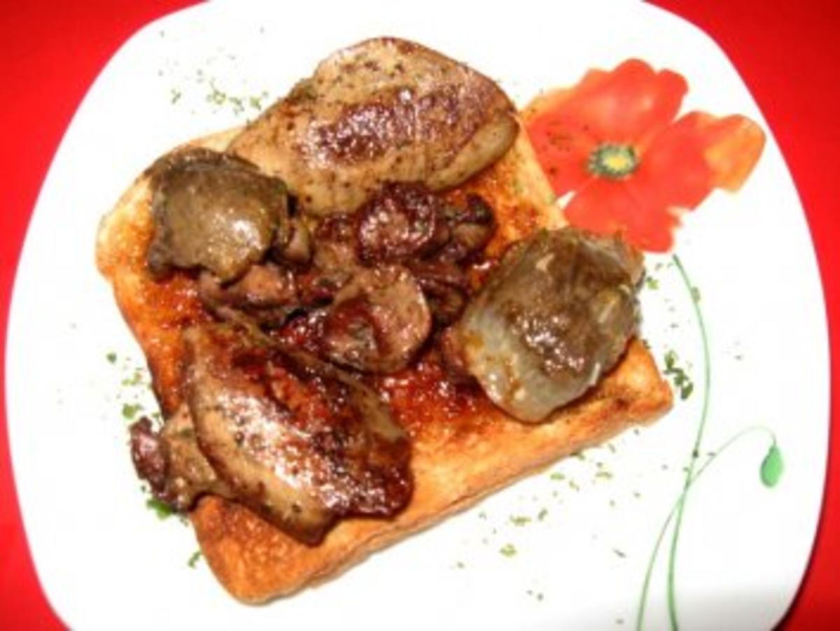 Bilder für Entenleber und Herz auf Toast - Rezept