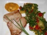 Fisch: Thunfischfilet mit Mangosauce und Paprikasalat - Rezept