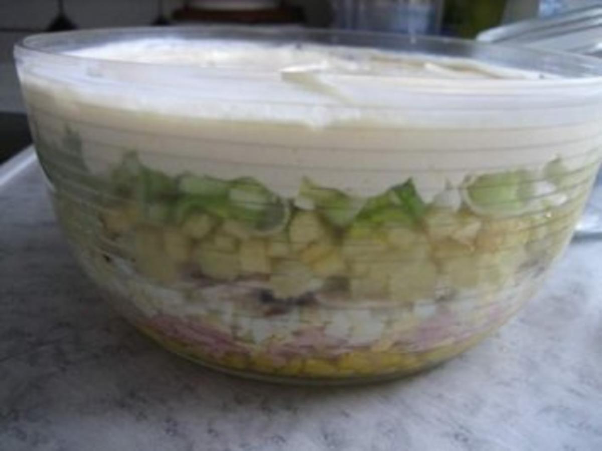 Schichtsalat mit Lauch und Kochschinken - Rezept mit Bild - kochbar.de