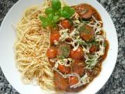 Cabanossi-Mungobohnen-Pfanne an Spaghetti - Rezept