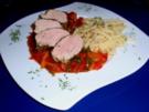 Schweinefilet auf Paprikagemüse und Maccheroninudeln - Rezept
