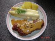 Fleisch : Pfeffersteak mit Spargel - Rezept
