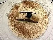 Rezept: Schokoladen-Kölsch gefüllt mit Quittenmus und Zabaione Schokoladen-Kölsch gefüllt mit Quittenmus und Zabaione - Rezept