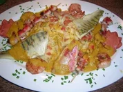 Rezept: Edelfischplatte mit Fettuccini und Curryschaum Edelfischplatte mit Fettuccini und Curryschaum - Rezept