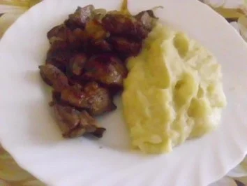 Kaninchenleber gebraten ~ Kartoffelmus - Rezept