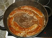 "Plaaten in den Pann" Bratwurst mit Kartoffeln westfälisch - Rezept