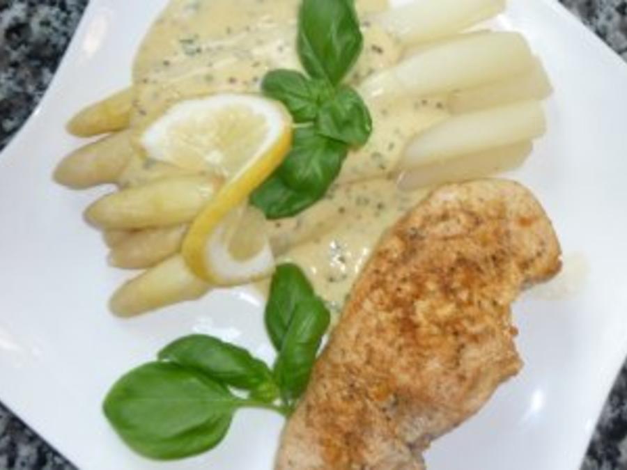 Schweinerückensteaks mit frischem Spargel und Dijon-Kräuterhollandaise ...