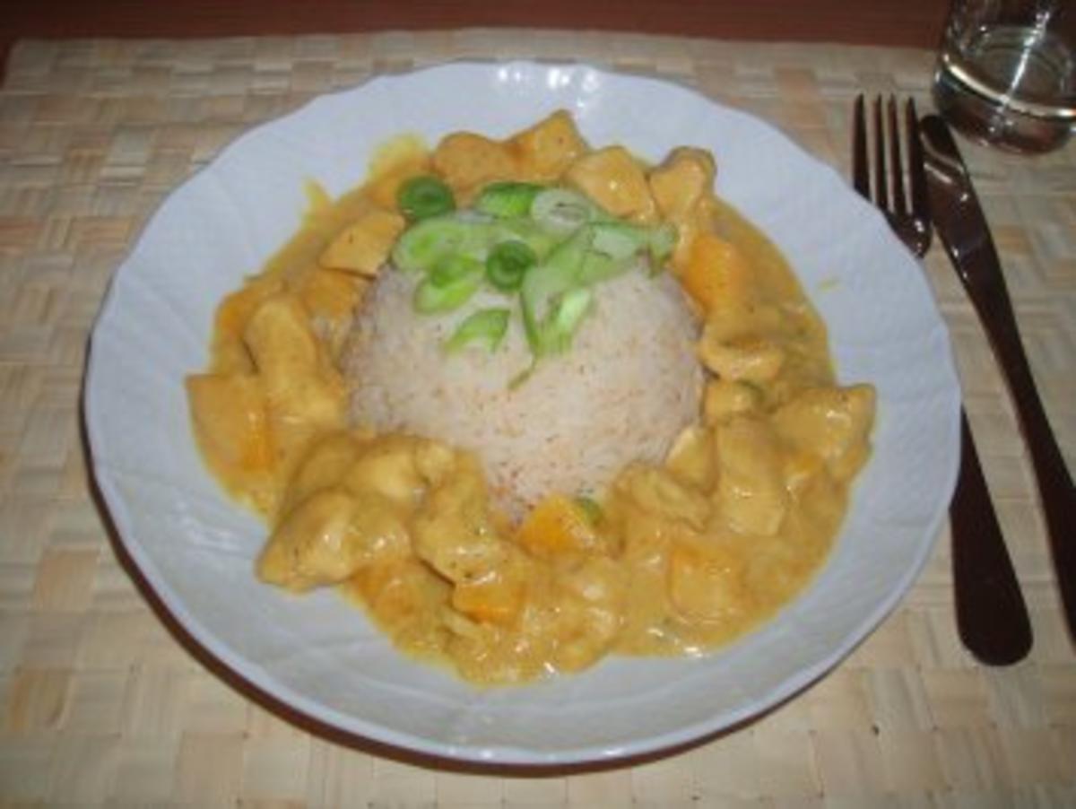 Curry-Huhn mit Pfirsich - Rezept
