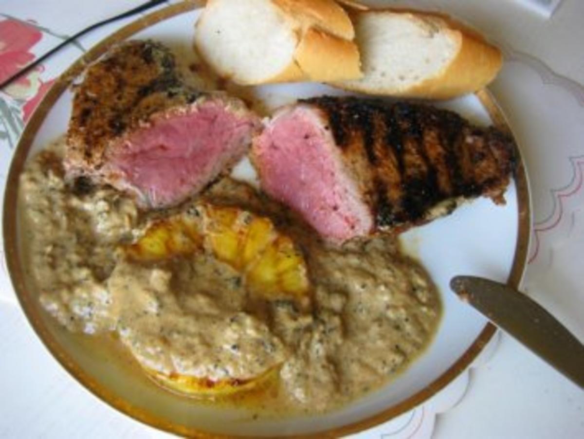 Bilder für Steak mit Ananas + Knobi - Rezept