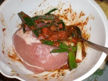 Schinkenbraten mit Speckbohnen u. Salzkartoffeln ♥ ♥ ♥ - Rezept - Bild Nr. 5