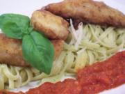 Piccata vom Seeteufel auf Bärlauchpasta an Tomatenmarmelade - Rezept