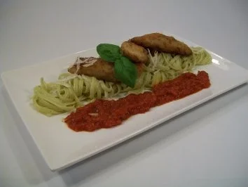 Piccata vom Seeteufel auf Bärlauchpasta an Tomatenmarmelade - Rezept - Bild Nr. 6