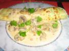 Kräuterpfannkuchen mit grünem Spargel und Champignonsoße - Rezept