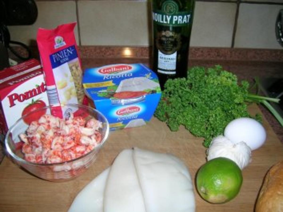 Tintenfischtuben gefüllt mit Krebsfleisch sehr lecker und butterweich ...