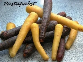 Dorsch im Zitronendampf mit violetten und gelben Möhren - Rezept - Bild Nr. 2