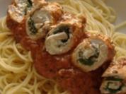 Kalbfleischröllchen mit Frischkäse,Champignons und Rucola - Rezept