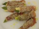 Gratin von grünem Spargel und Serranoschinken - Rezept