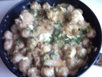 Soja-Geschnetzeltes mit Salzkartoffeln,Rahmsoße und Rosenkohl im Eimantel gestockt - Rezept - Bild Nr. 6