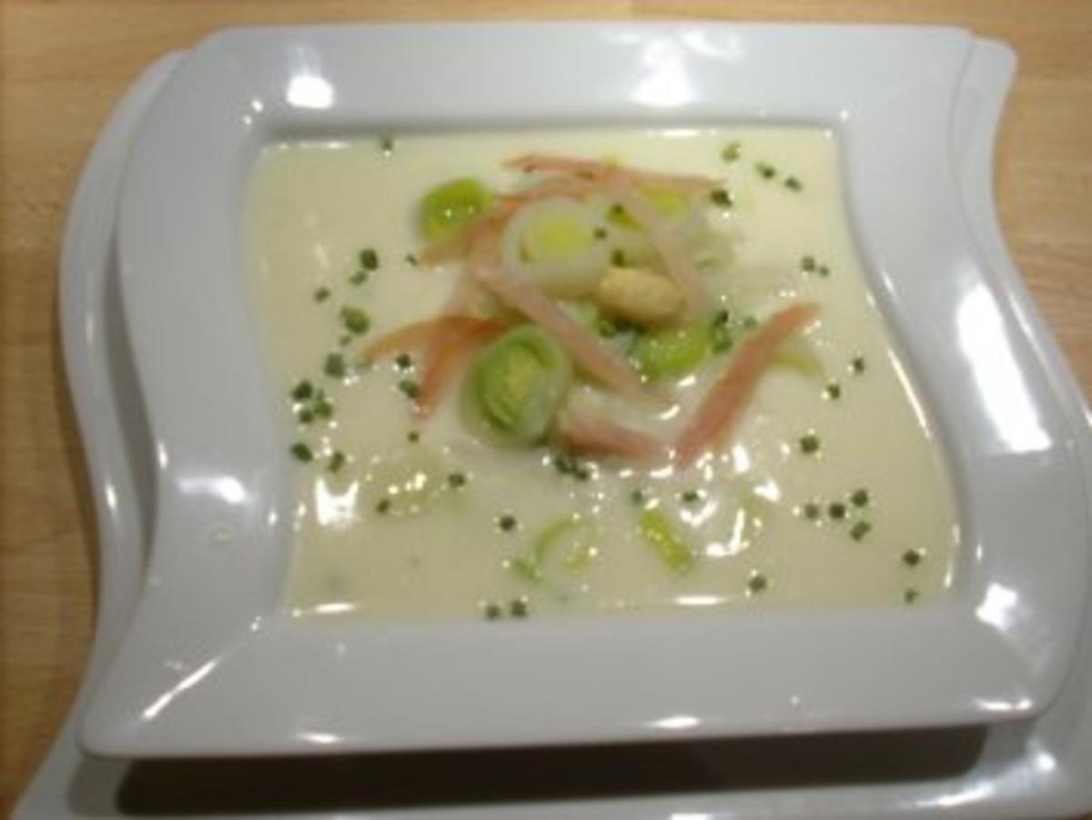 Bilder für Spargel-Lauch-Cremesuppe mit Schinken - Rezept