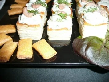 SEKTEMPFANG/Fisch:Pastetchen mit Shrimps/Thunfisch Mozzarella - Rezept