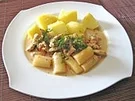 Putengeschnetzeltes mit Spargel und Speck - Rezept